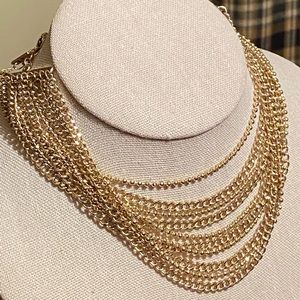 Freedom Gold 10 Strand Choker Necklace